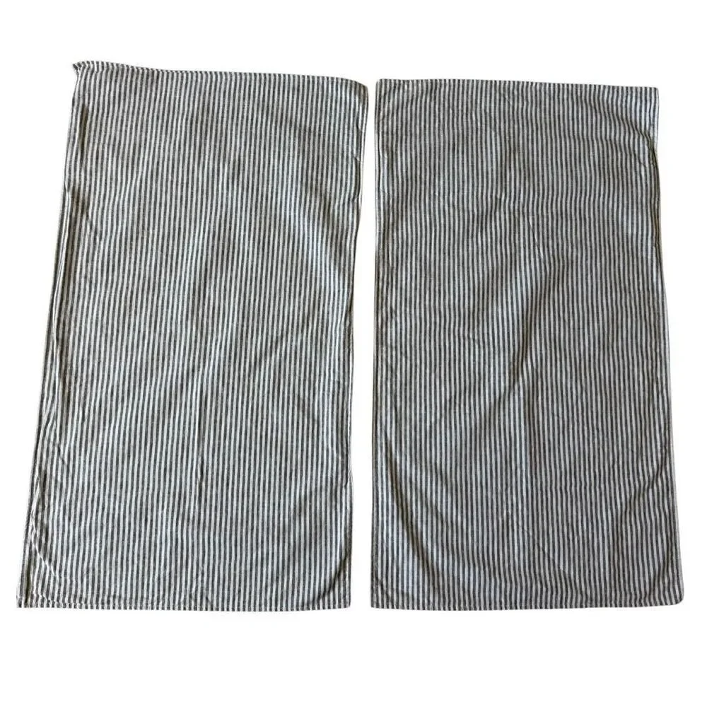 POTTERY BARN Wheaton Striped Cotton Linen Shams Set of 2 Chambray King Gray Whit